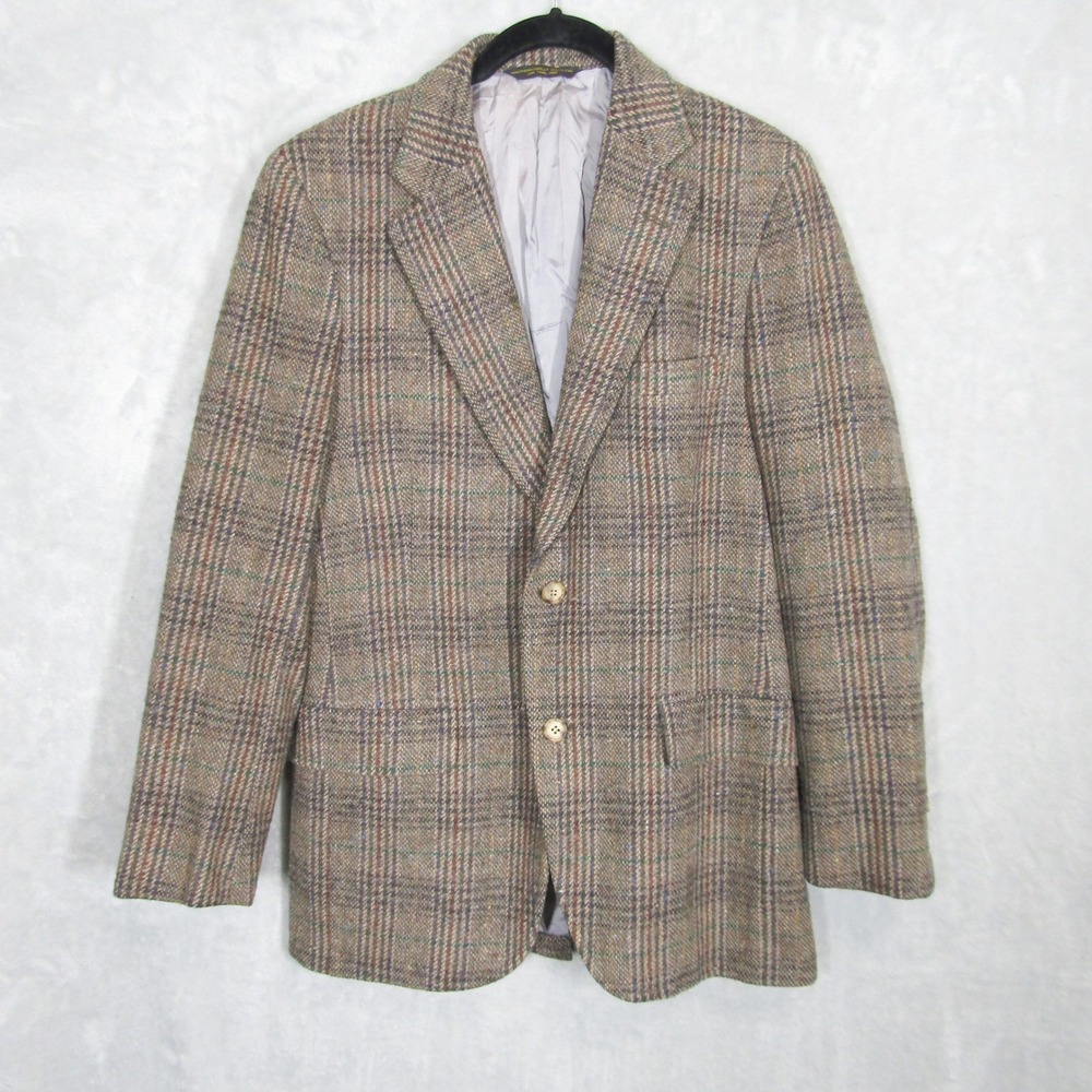 LANDS END Charter Collection Tweed Wool Blazer Mens 38 Jacket Sport Coat Donegal
